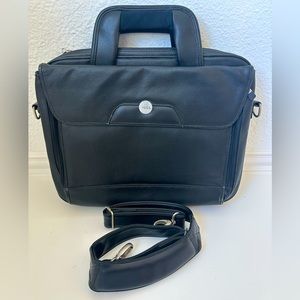 Dell Black Leather Shoulder Laptop Brief Case Bag